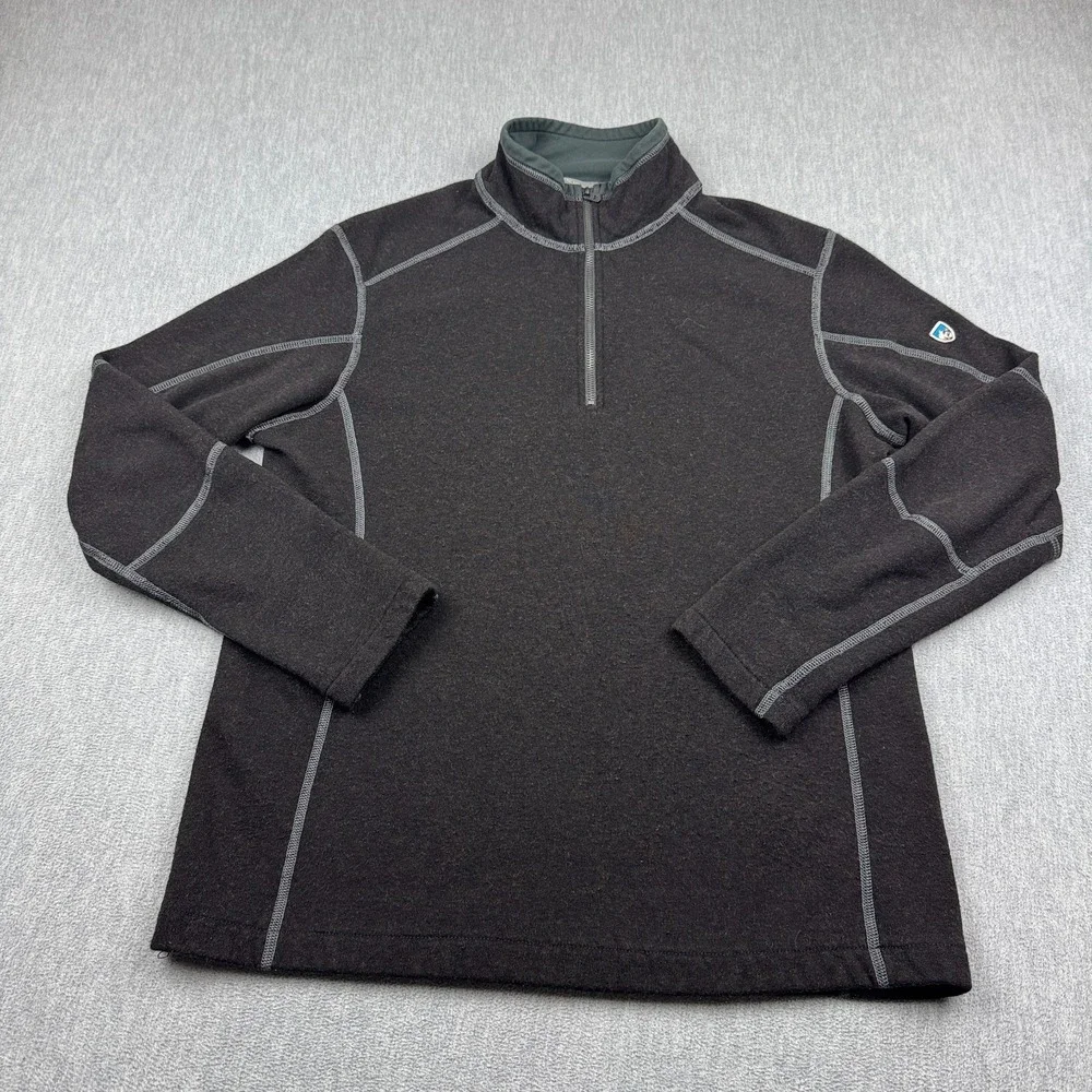 Kuhl Sweater Mens Medium Black‎ Revel Pullover Black 1/4 Zip Long Sleeve Fleece